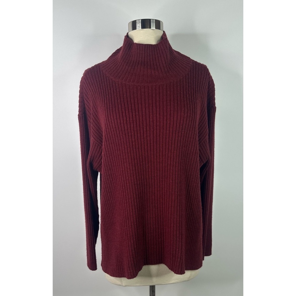 Eileen Fisher Ribbed Mock Neck Long Sleeve Top